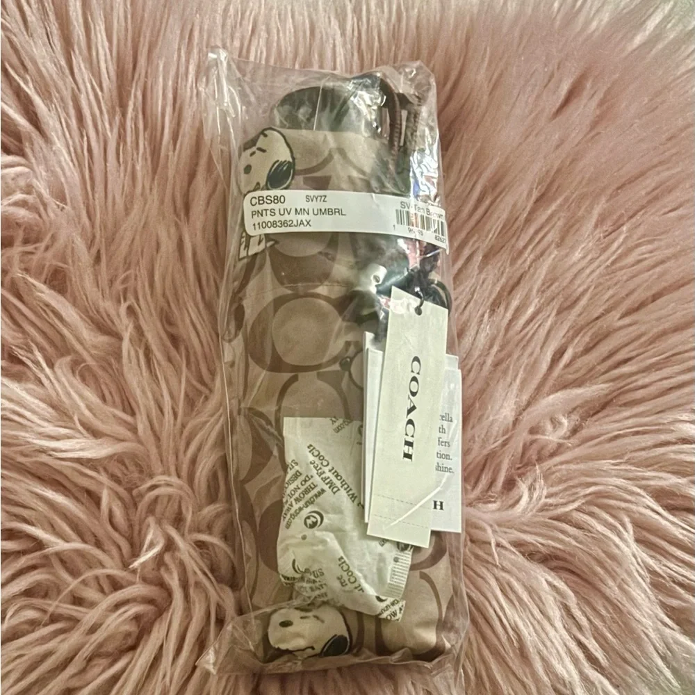 Coach NEW Coach X Peanuts Snoopy Print Brown Multi UV Protection Mini Umbrella - Picture 10 of 16